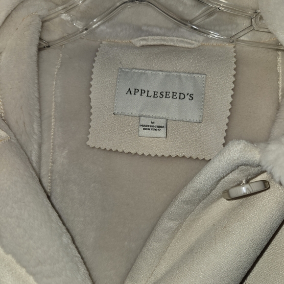 Appleseed's Classic Cream Suede Jacket With Removable Hood Womens Medium - Picture 2 of 7